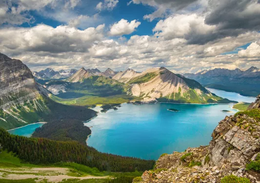 Bird's eye shot of Peter Lougheed Provincial Park.