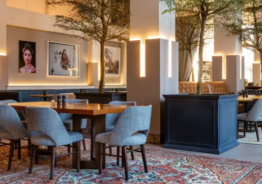 Interior lobby of 21C Museum Hotel