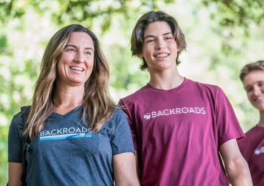 Three guests in BR gear, looking to distance.