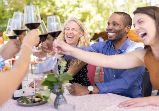 Backroads Guests Cheering Wine Glasses