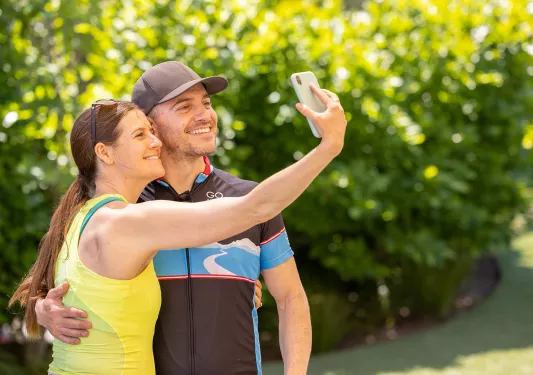 Two guests taking selfie.