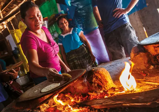 Cooking over fire Belize