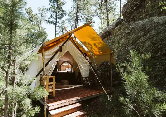 Glamping tent in the forest