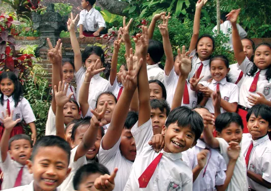 Group of children in school uniforms in Bali