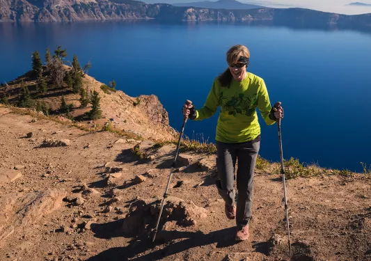 Edge Crater Lake Hiker