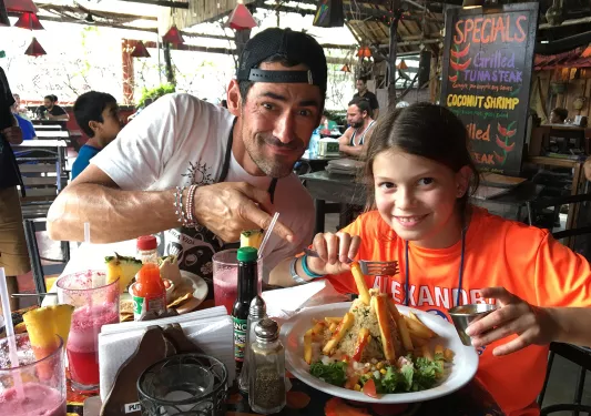 Leader and Guest Enjoying Lunch Restaurant Costa Rica