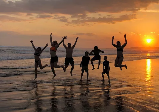 Jumping For Joy Beach Sunset Costa Rica