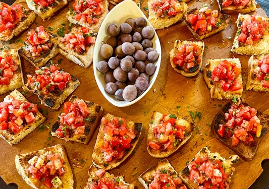 Shot of bruschetta platter.