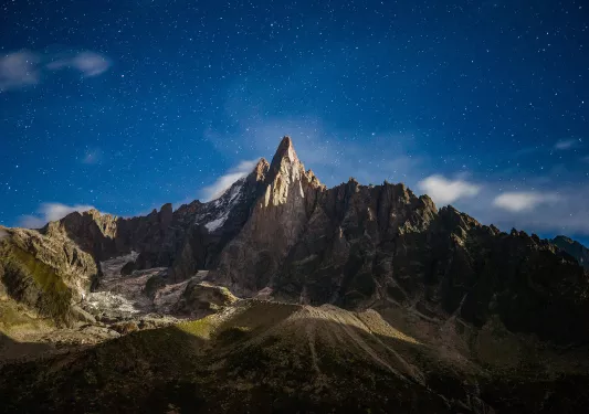 Night-time shot of Mont Blanc.