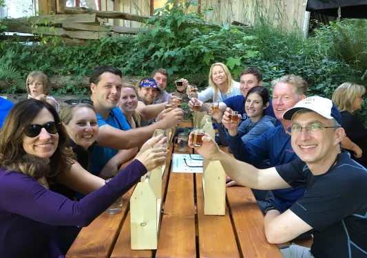 Shot of guests at a beer tasting.