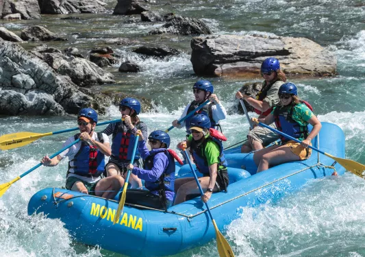 Backroads guests white water rafting 