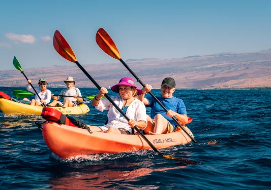 Kayaking in the Pacific ocean off the coast of Hawaii