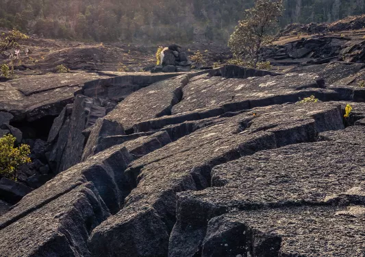 Cracked lava fields in Hawaii