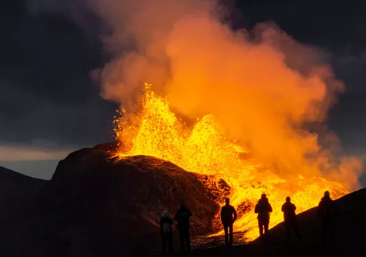 lava expoding near guests