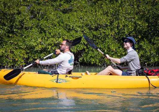 Two people in a kayak