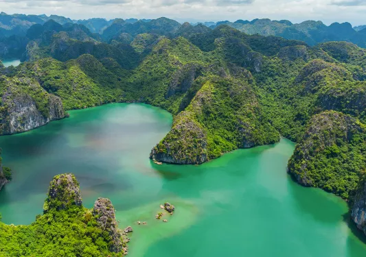 Aerial view of Halong bay in Vietnam