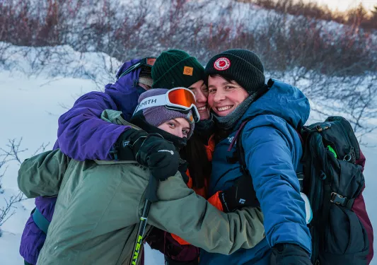 Four Huddled Hikers Iceland