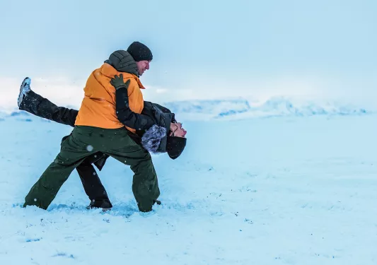Guests Dancing Dip Snowfield Iceland