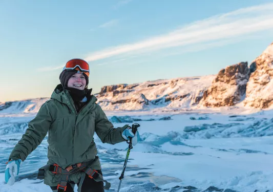 Hiker Ski Goggles Helmet Glacier Iceland