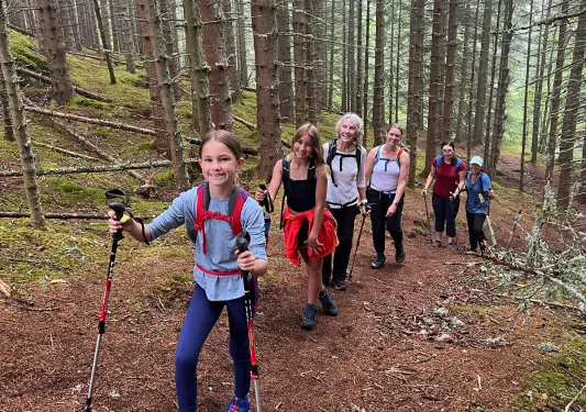 Group Hiking Forest Norway