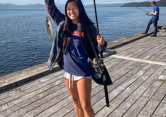 Caught Fish Fishing From Dock