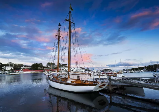 Boat in a harbor in Maine