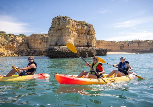 Group of kayakers in Portugal