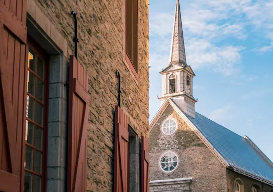 Shot of brick cathedral.