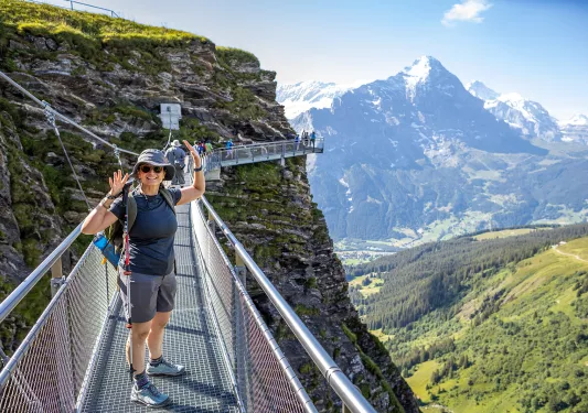 Shot of guest on First Cliff Walk in Grindelwald.