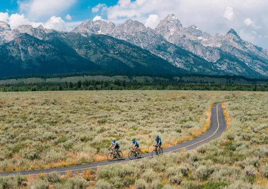 Backroads guests riding through green fields
