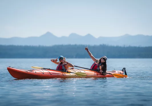 Backroads guests posing while canoeing