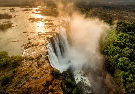Overhead shot of waterfall in Africa