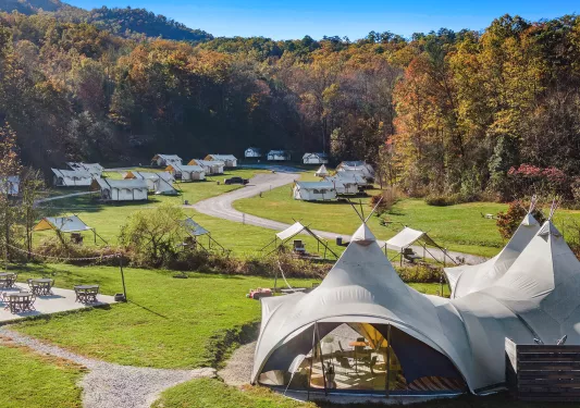 Aerial Under Canvas Great Smoky Mountains Grounds