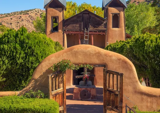 Front view of a church in New Mexico