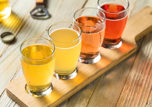 Refreshing Hard Cider Flight of Beers to Drink