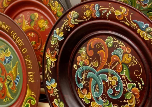 Plates painted in a traditional style