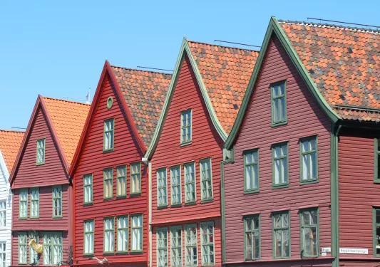 Rooftops of traditional homes in Norway