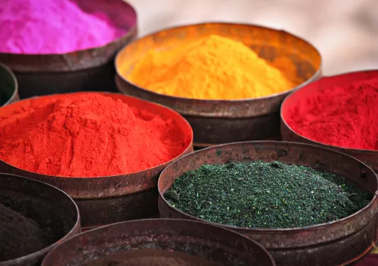 Close-up of powdered dyes.