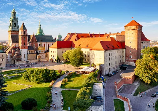 Church and town center in Europe.