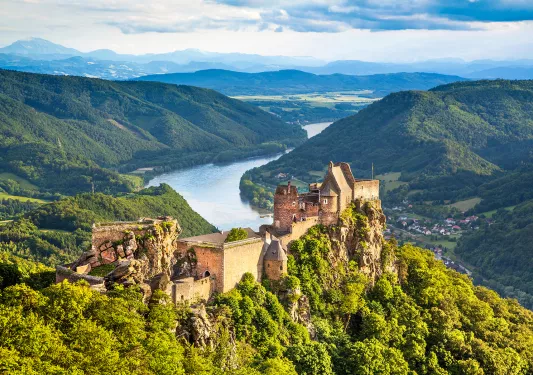 Castle Ruin Above Rhine River Bend