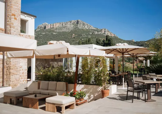 The patio at Lanthia Resort