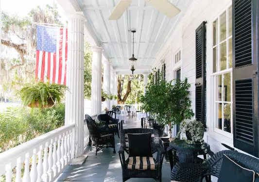 The porch at Rhett House Inn