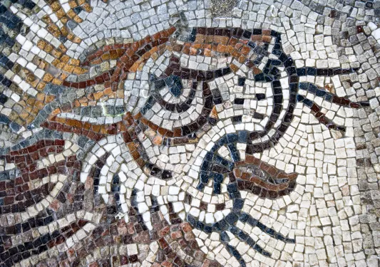 Shot of mountain cat art, made from tile.