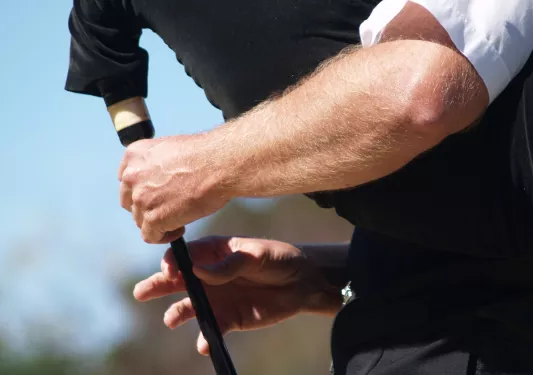 Closeup Bagpipe Player