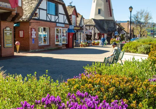 Danish village, windmill in background.