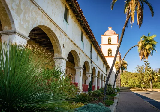 Shot of old mission building in Santa Barbara.