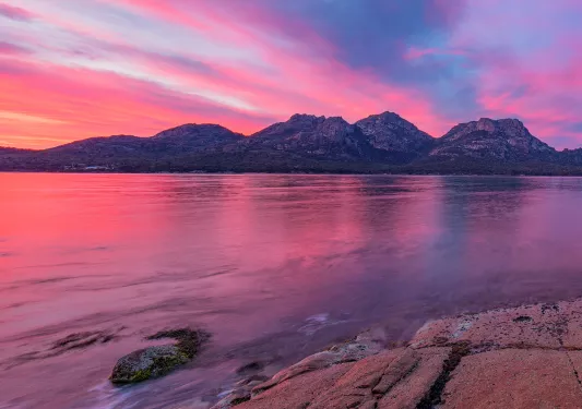 Beautiful sunrise over the Hazards, Freycinet National Park, Tasmania