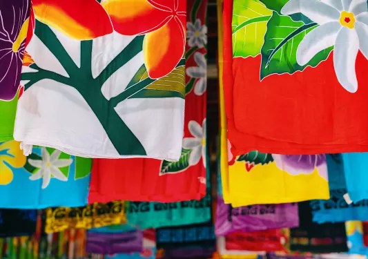 Colorful flags in Tahiti