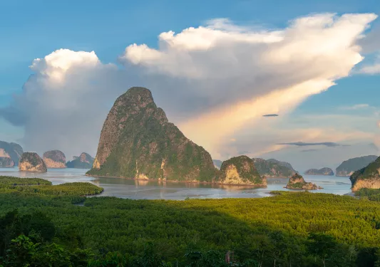 Mountains rising from the sea in Thailand