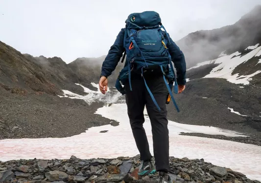 Guest hiking on glacier